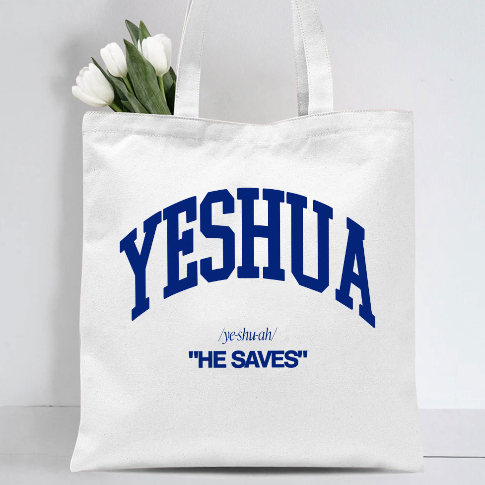 He Saves Christian Canvas Tote Bag
