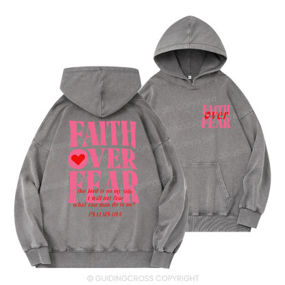 Faith Over Fear Christian Washed Hoodie