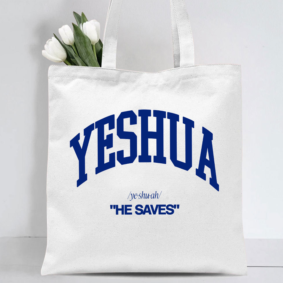 He Saves Christian Canvas Tote Bag