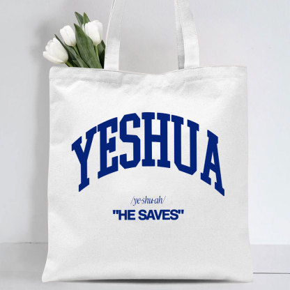He Saves Christian Canvas Tote Bag