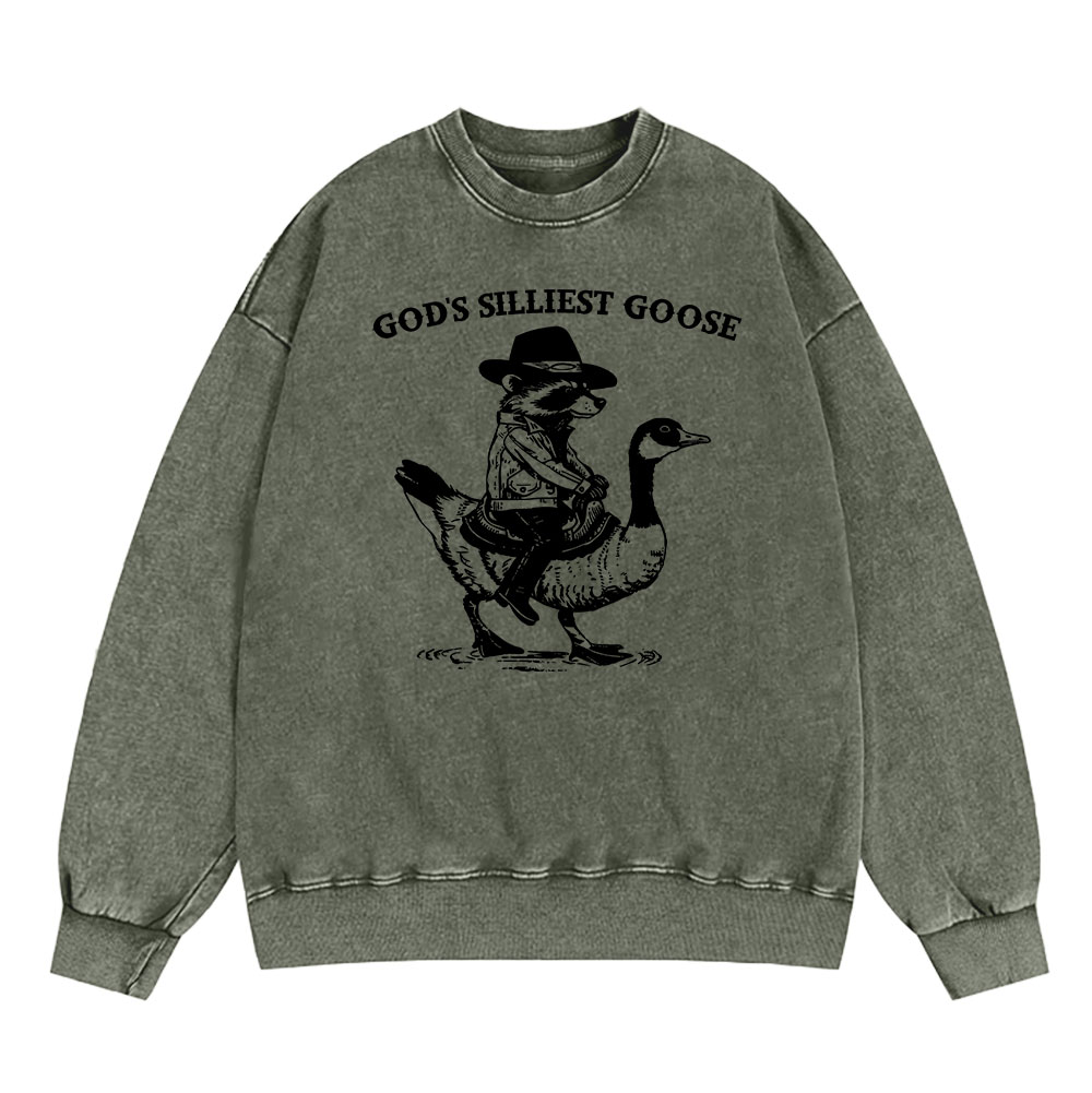 God's Silliest Goose Christian Washed Sweatshirt