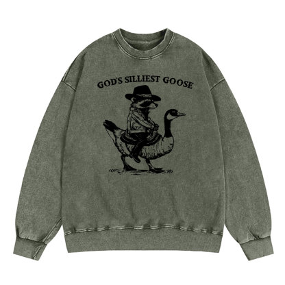 God's Silliest Goose Christian Washed Sweatshirt