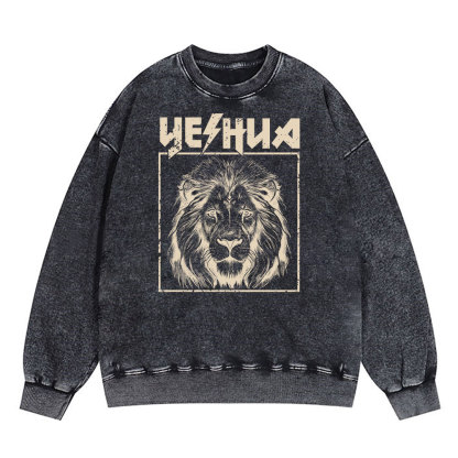 Retro Yeshua Lion Christian Washed Sweatshirt