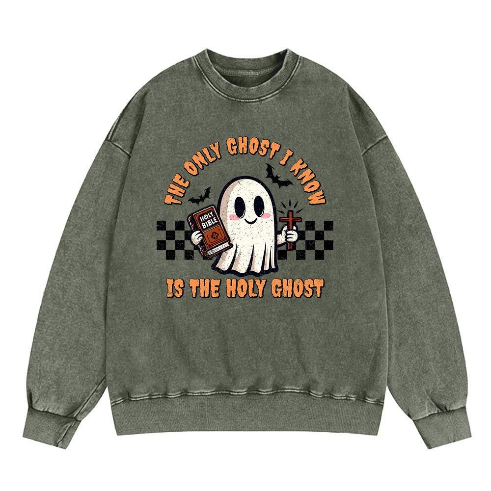 The Only Ghost I Know Is The Holy Ghost Christian Washed Sweatshirt