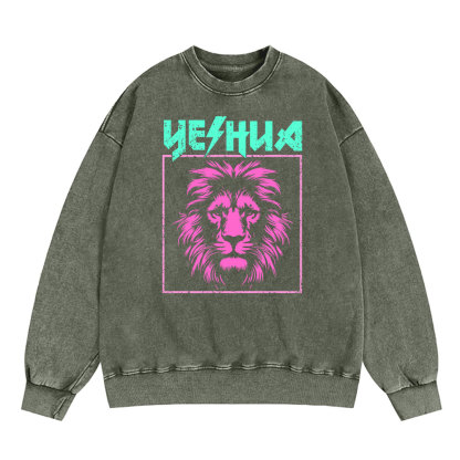 Yeshua Lion Christian Washed Sweatshirt