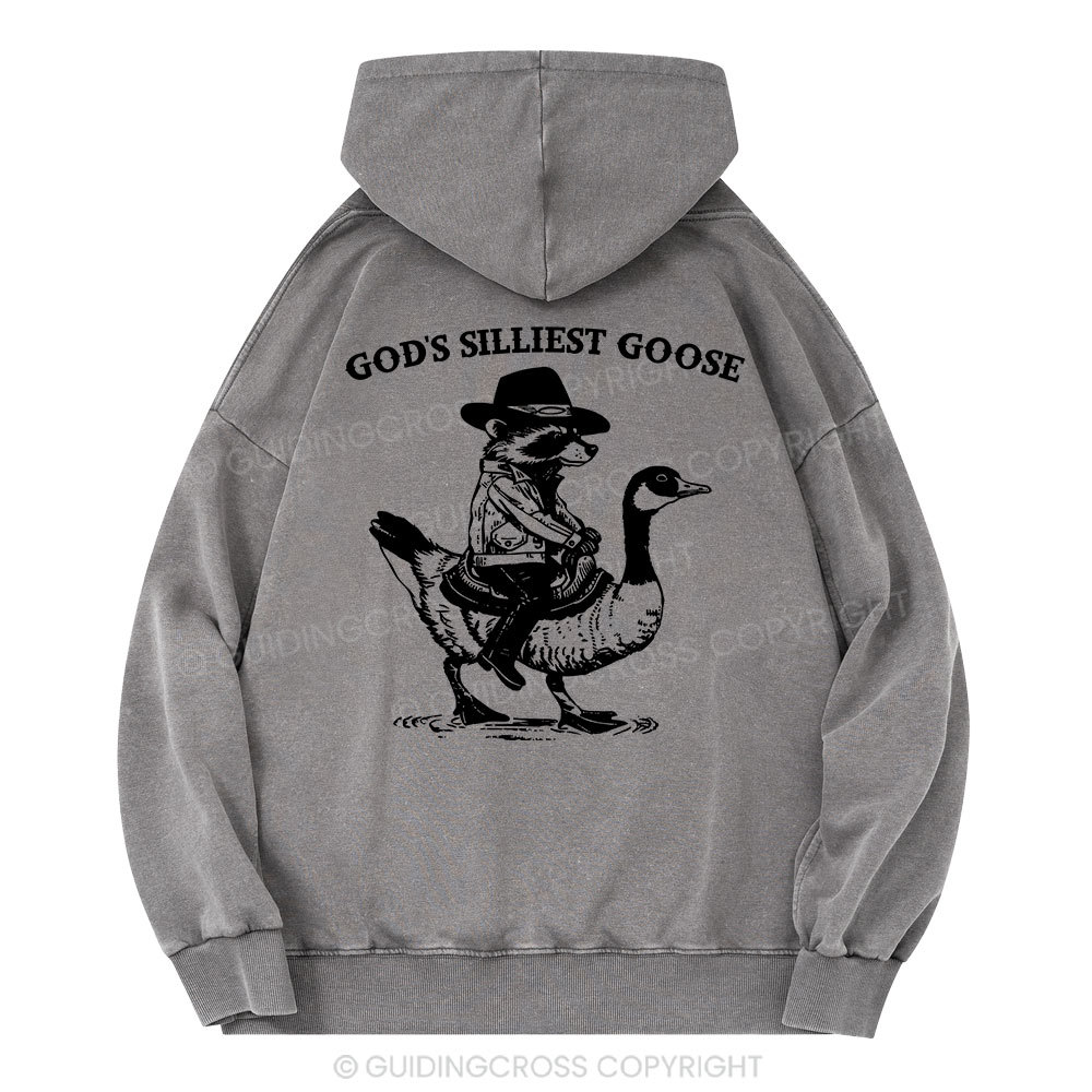 God's Silliest Goose Christian Washed Hoodie