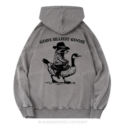 God's Silliest Goose Christian Washed Hoodie