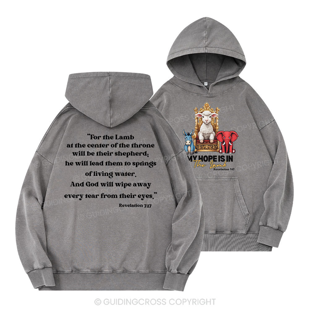 My Hope Is In The Lamb Christian Washed Hoodie