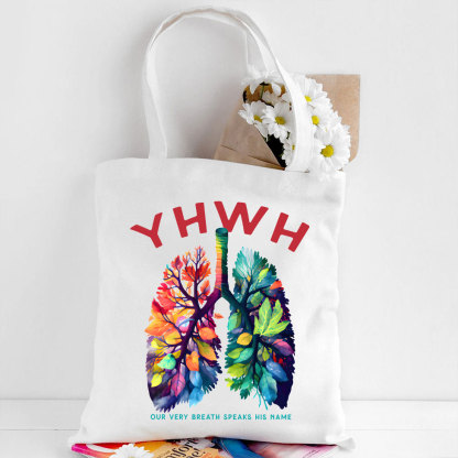 Our Breath Speaks His Name Christian Canvas Tote Bag