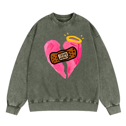 Jesus Heals Christian Washed Sweatshirt