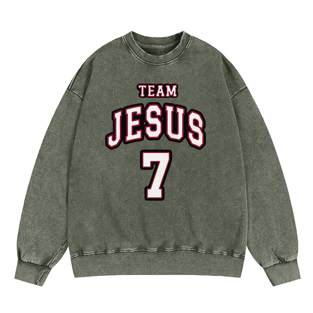 Jesus Team Christian Washed Sweatshirt