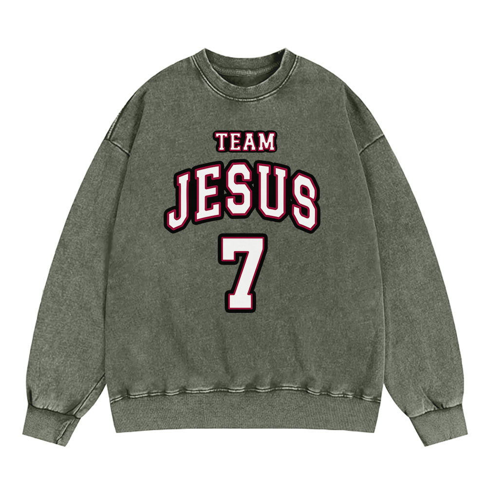 Jesus Team Christian Washed Sweatshirt