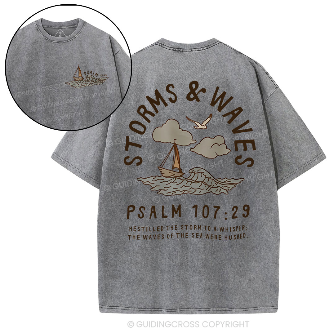 Storms And Waves Chirstian Washed T-Shirt