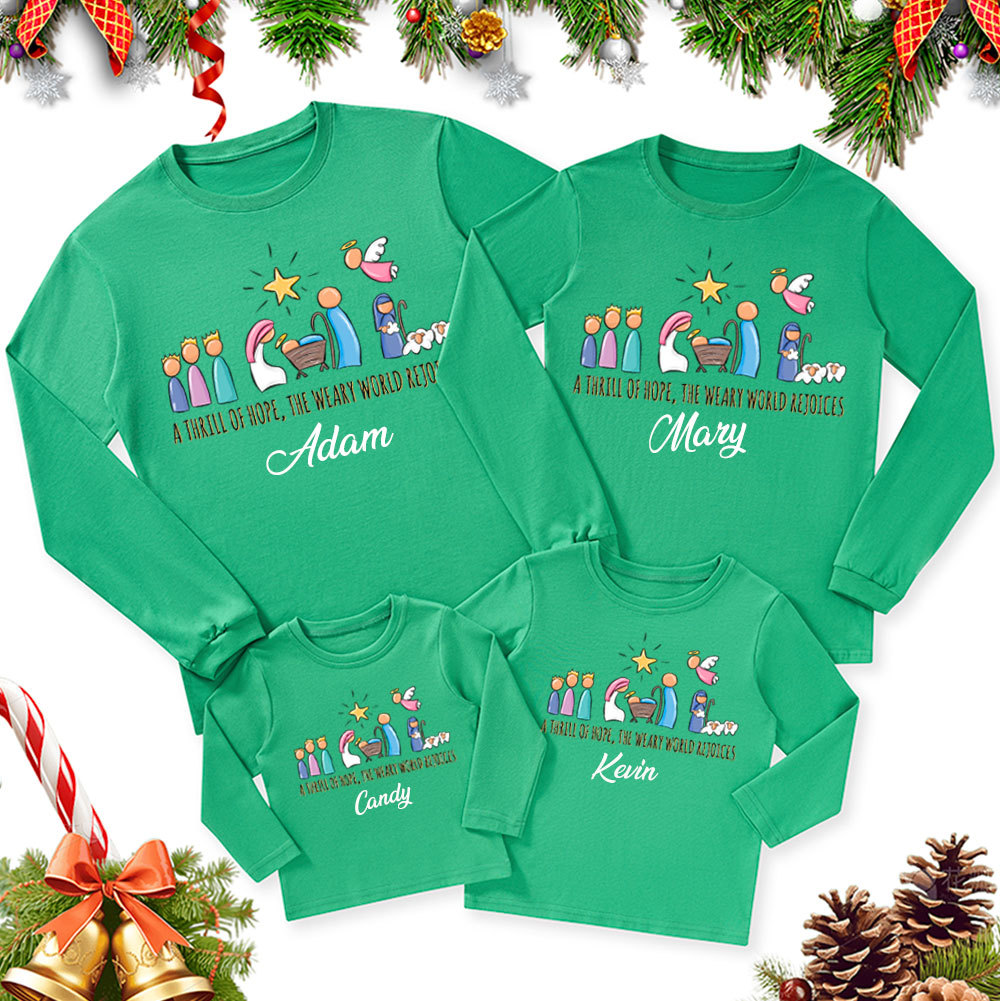 Personalized A Thrill Of Hope Christmas Family Matching Long Sleeve T-Shirt