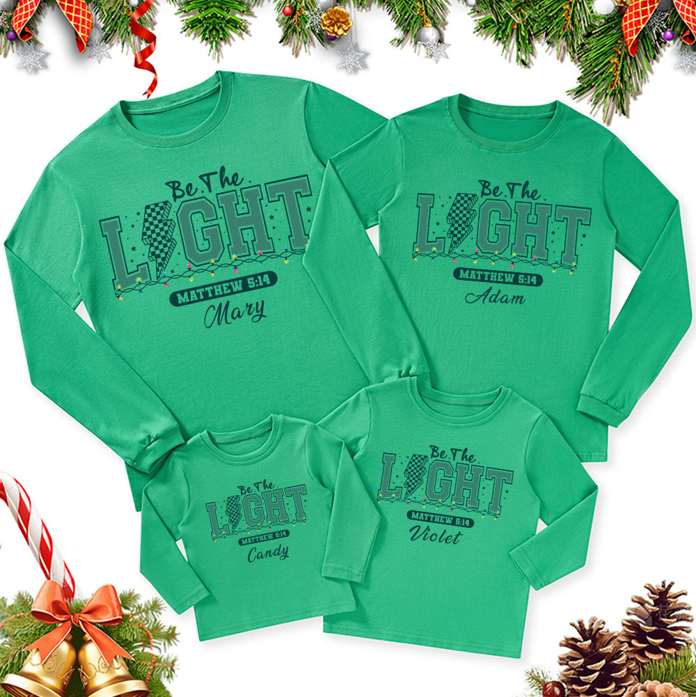 Personalized Be The Light Christmas Family Matching Long Sleeve T-Shirt