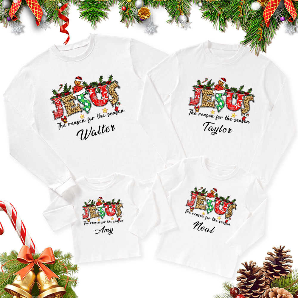 Personalized Jesus Is the Reason Christmas Family Matching Long Sleeve T-Shirt