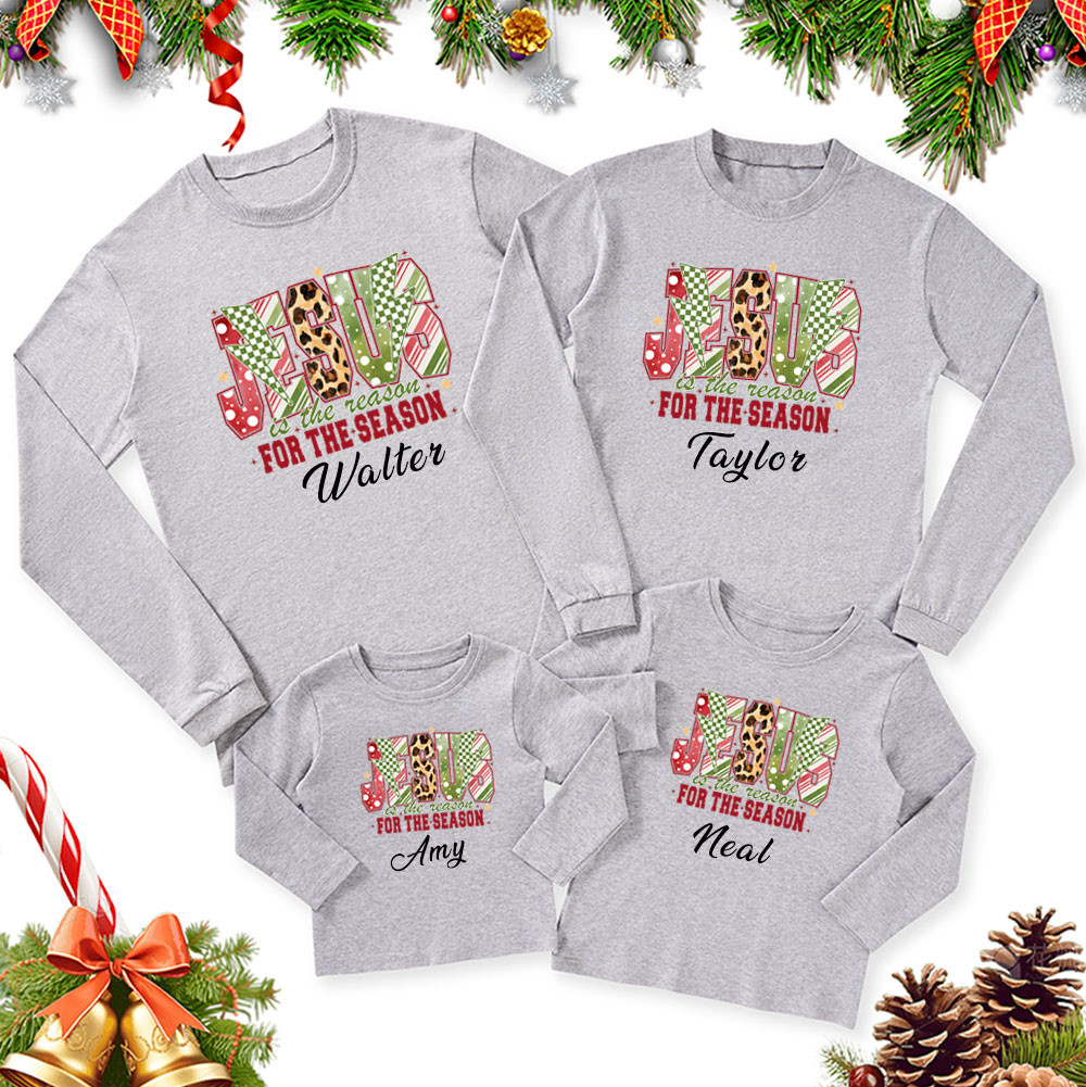 Personalized Jesus Is The Reason Christmas Family Matching Long Sleeve T-Shirt