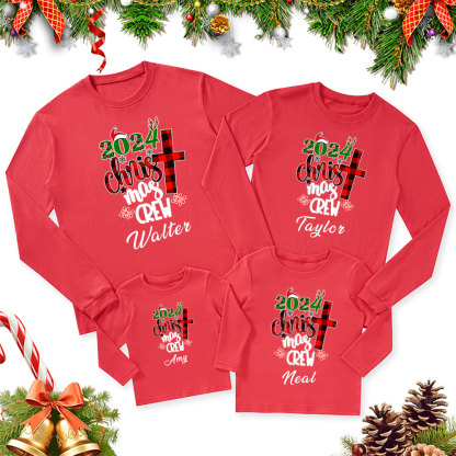 Personalized Christmas Crew Christmas Family Matching Long Sleeve T-Shirt