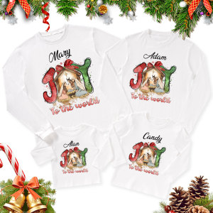 Image of Personalized Joy To The World Christmas Family Matching Long Sleeve T-Shirt