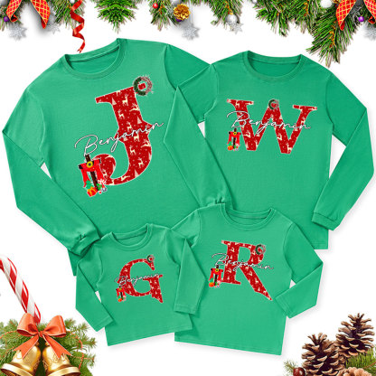 Personalized Name Nativity Christmas Family Matching Long Sleeve T-Shirt