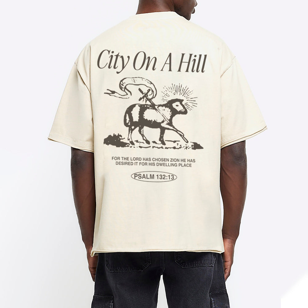 Zion City On A Hill Christian Washed T-Shirt