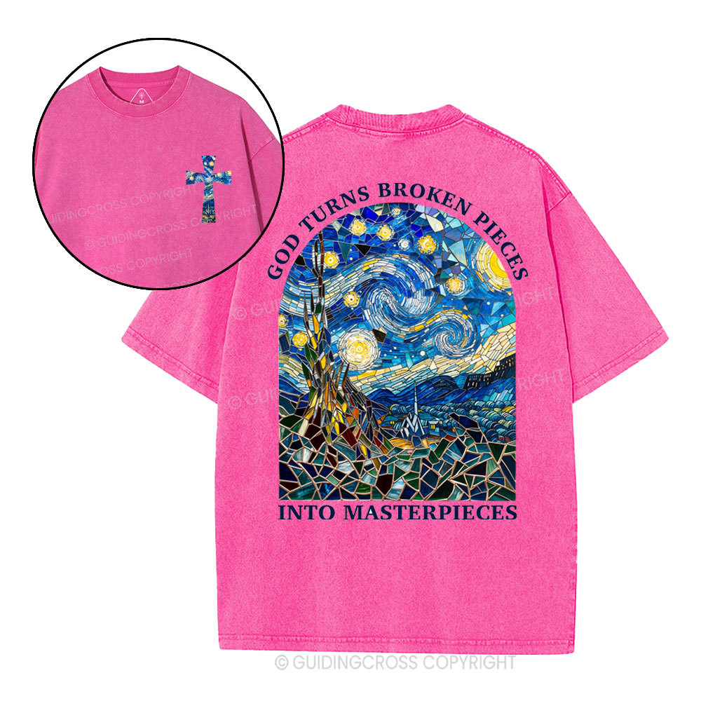 God Turns Broken Pieces Into Masterpieces Christian Washed T-Shirt