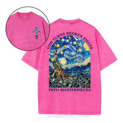 God Turns Broken Pieces Into Masterpieces Christian Washed T-Shirt