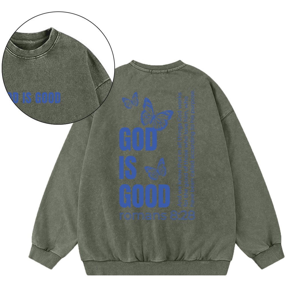 God Is Good Christian Washed Sweatshirt