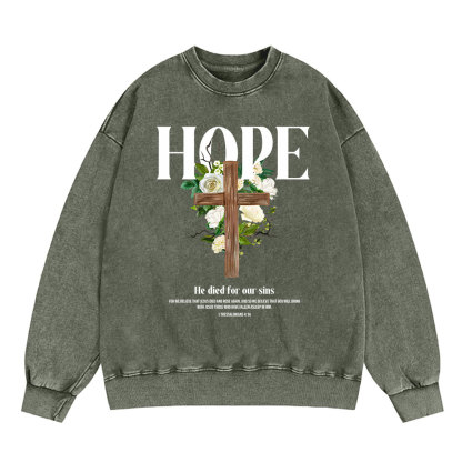He Died For Our Sins Christian Washed Sweatshirt