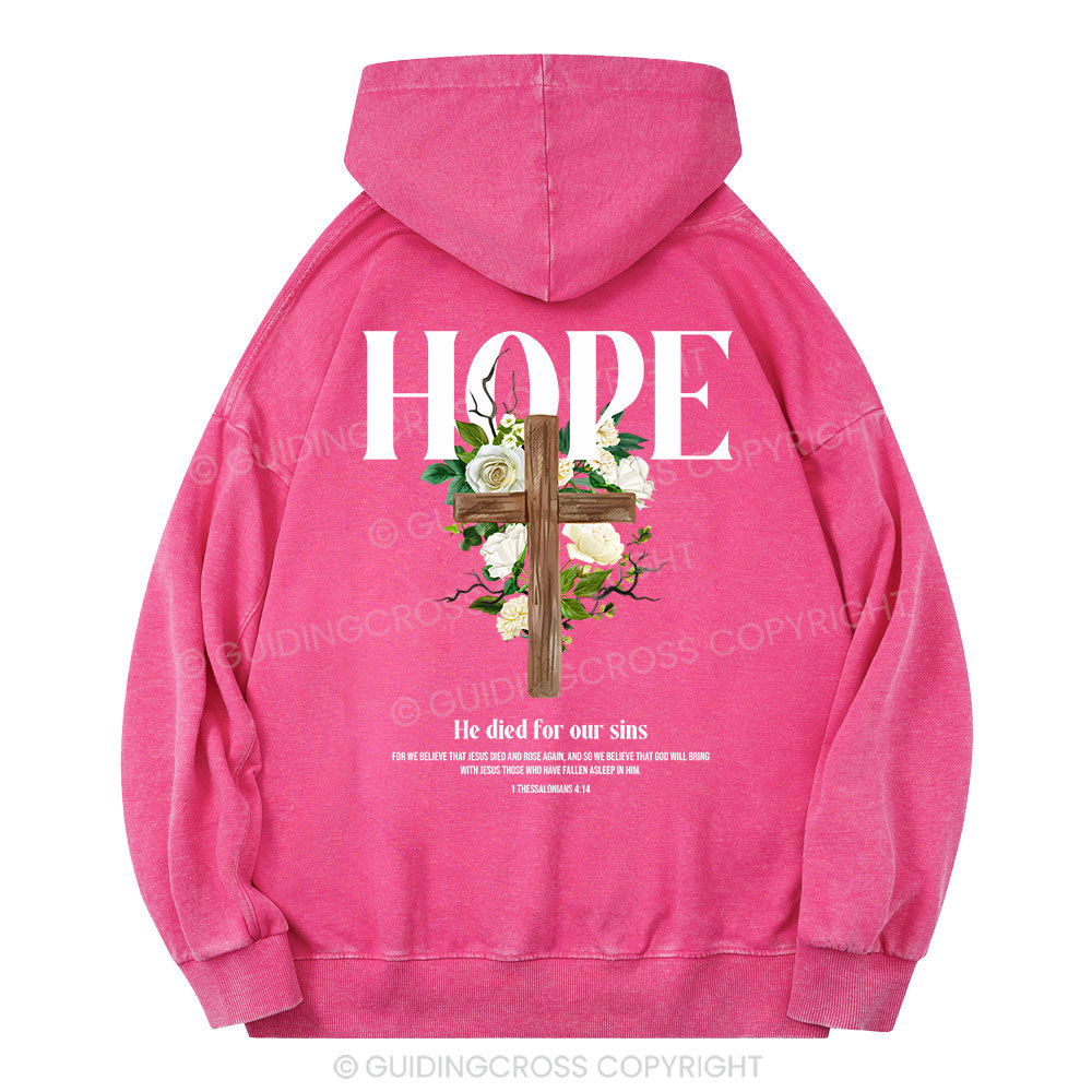 He Died For Our Sins Christian Washed Hoodie