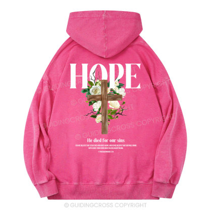He Died For Our Sins Christian Washed Hoodie