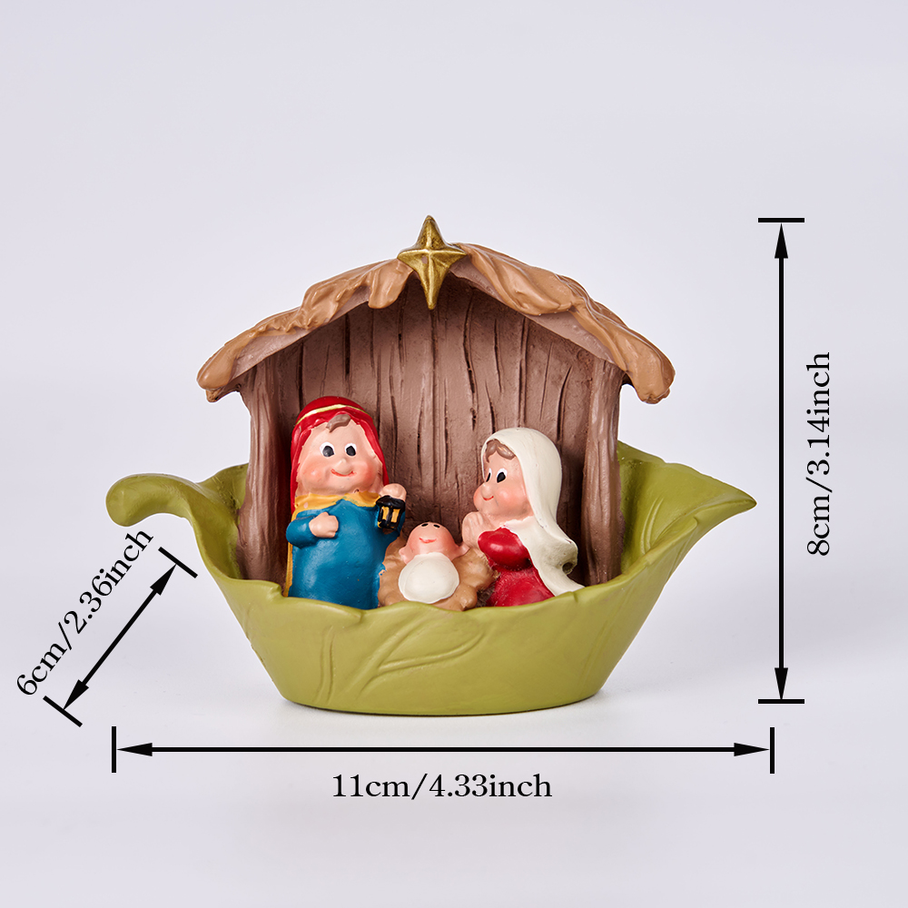 Nativity Statue with Lotus Leaf Christian Ornament