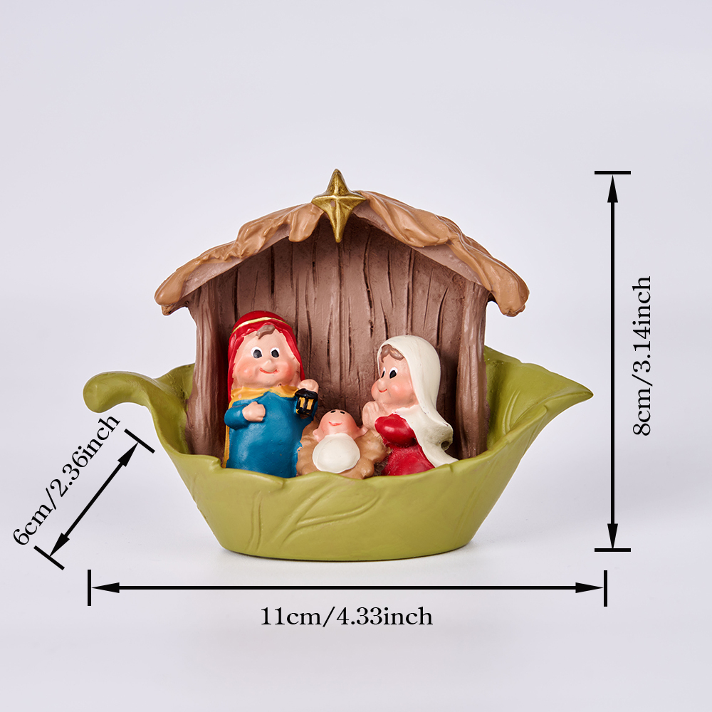 Nativity Statue with Lotus Leaf Christian Ornament