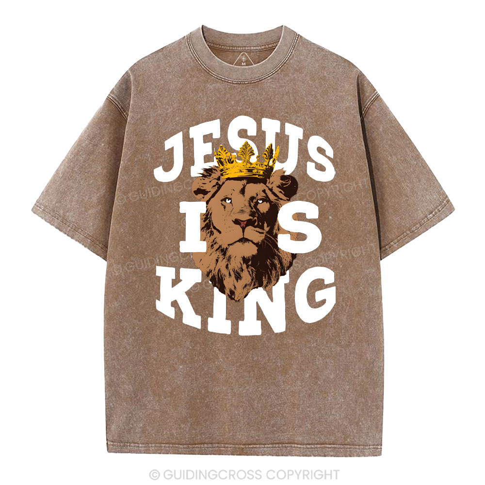 Jesus Is King Christian Washed T-Shirt
