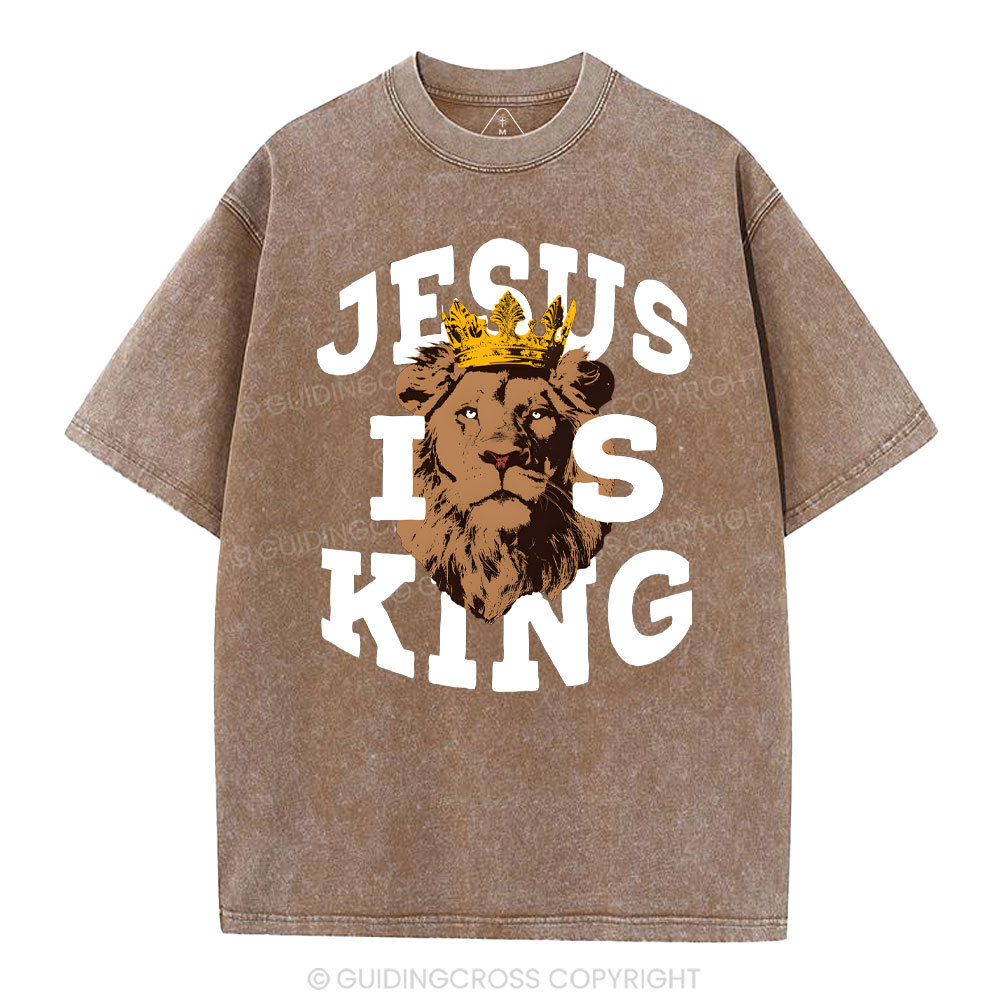 Jesus Is King Christian Washed T-Shirt