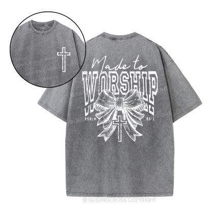 Made To Worship Bow Christian Washed T-Shirt