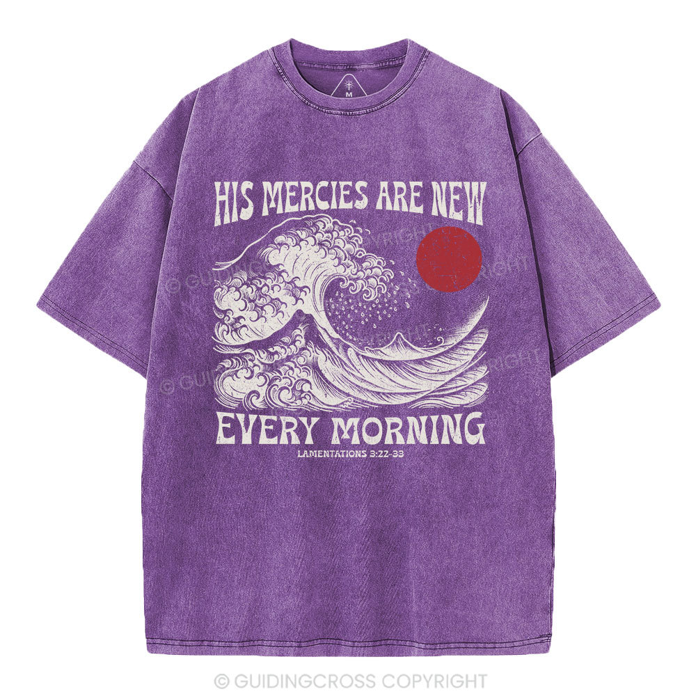 His Mercies Are New  Christian Washed T-Shirt