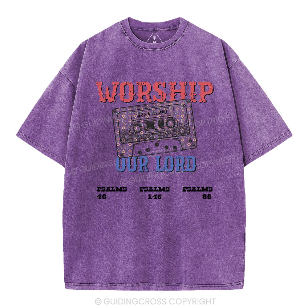 Worship Our Lord Christian Washed T-Shirt