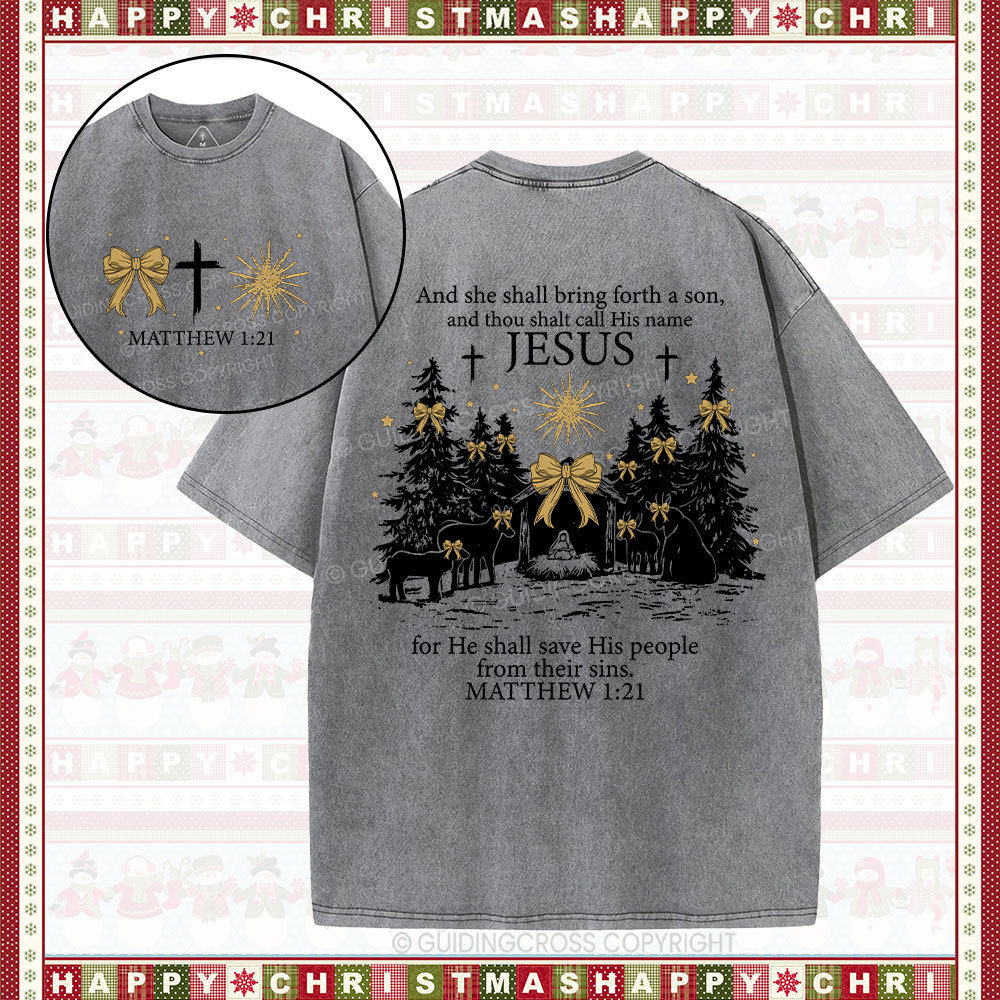 Jesus Nativity Christmas Christian Washed T-Shirt