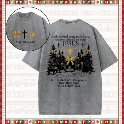 Jesus Nativity Christmas Christian Washed T-Shirt