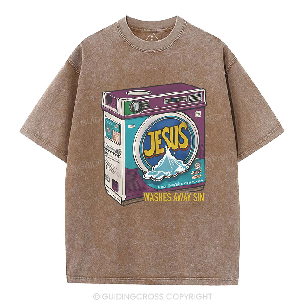 Jesus Washed Away Sin Chirstian Washed T-Shirt