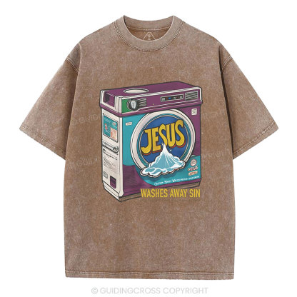 Jesus Washed Away Sin Chirstian Washed T-Shirt