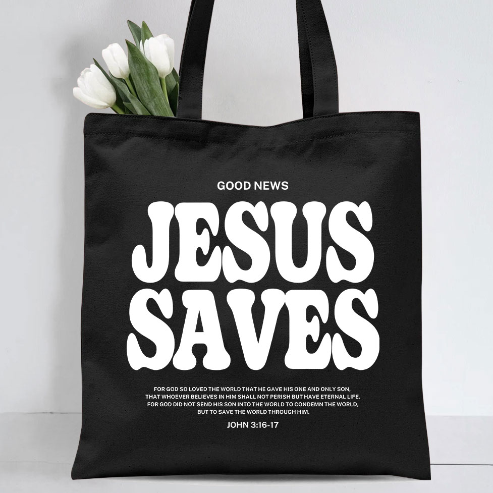 Jesus Saves Christian Canvas Tote Bag