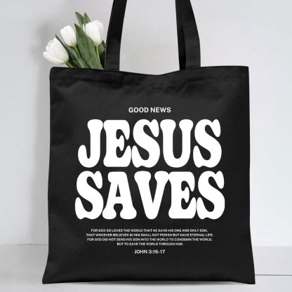 Jesus Saves Christian Canvas Tote Bag