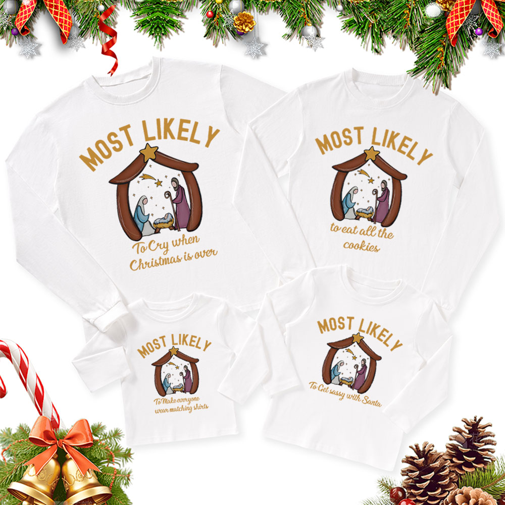 Personalized Most Likely Christmas Family Matching Long Sleeve T-Shirt