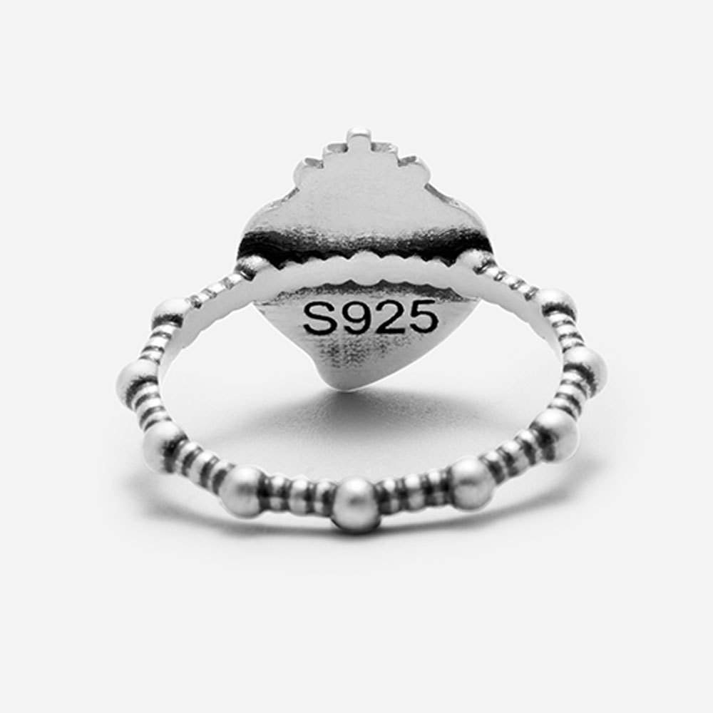 Double Cross Sacred Heart Rosary Christian 925 Sterling Silver Ring
