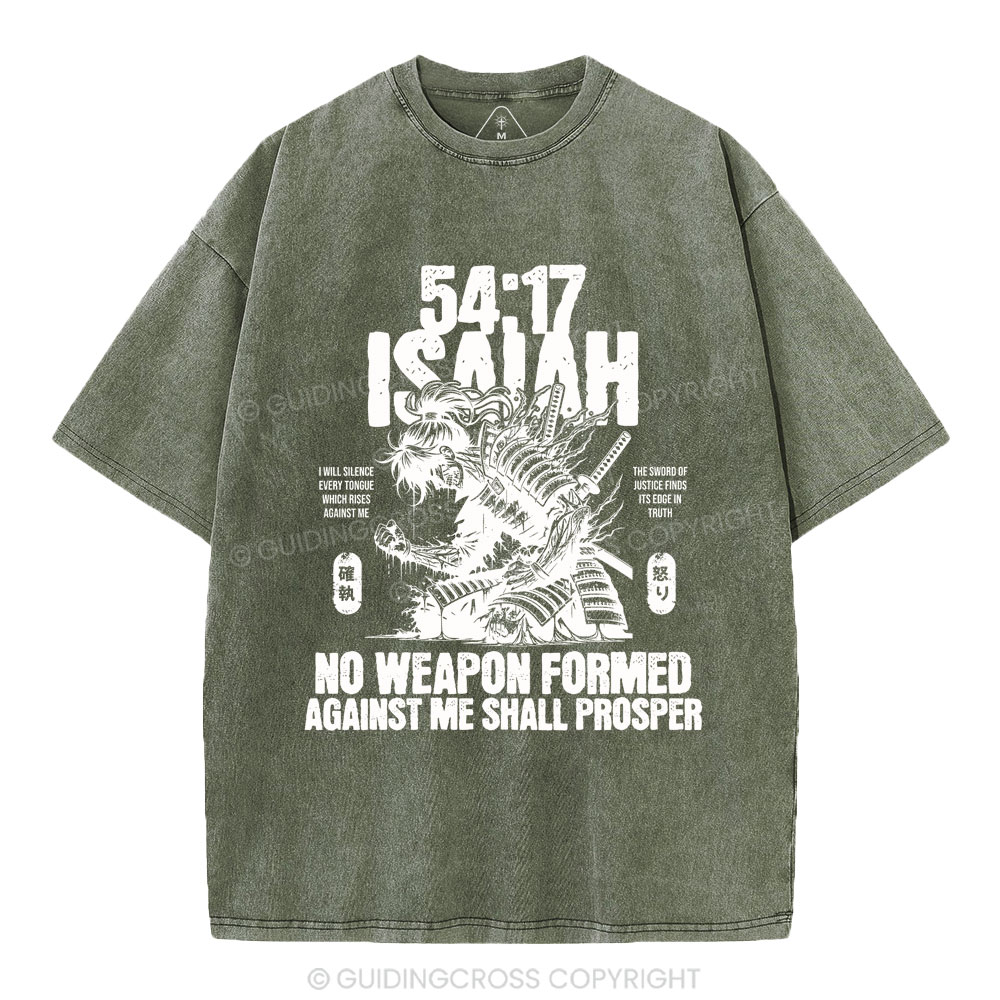 No Weapen Formed Against Me Shall Prosper Christian Washed T-Shirt