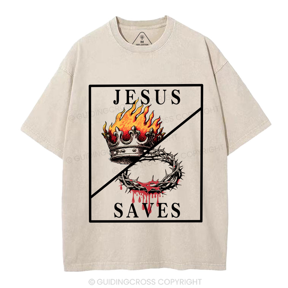 Jesus Saves Christian Washed T-Shirt