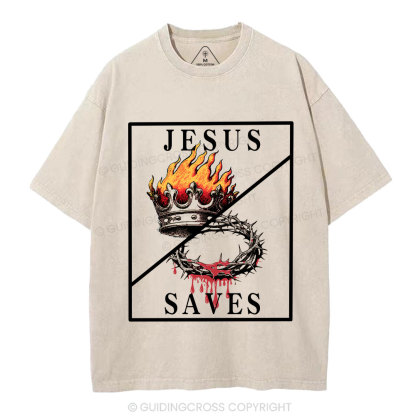 Jesus Saves Christian Washed T-Shirt