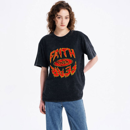 Faith Over Fear Christian Washed T-Shirt